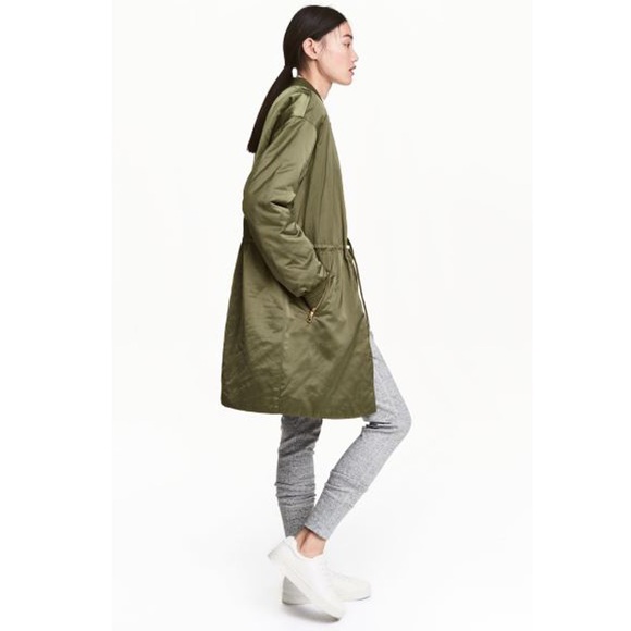 H&M long green bomber jacket - Picture 5 of 11